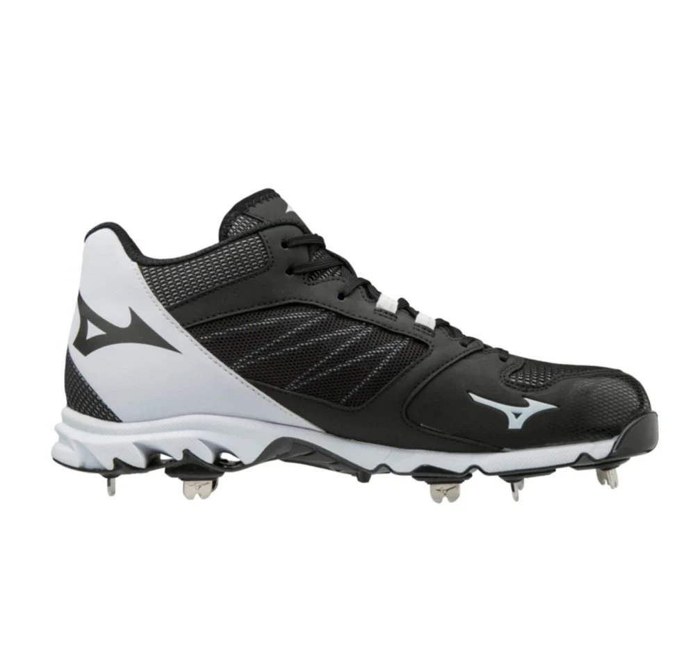 Mizuno 9-Spike Dominant 2 MID Baseball Cleats Black White Mens - Multiple Sizes